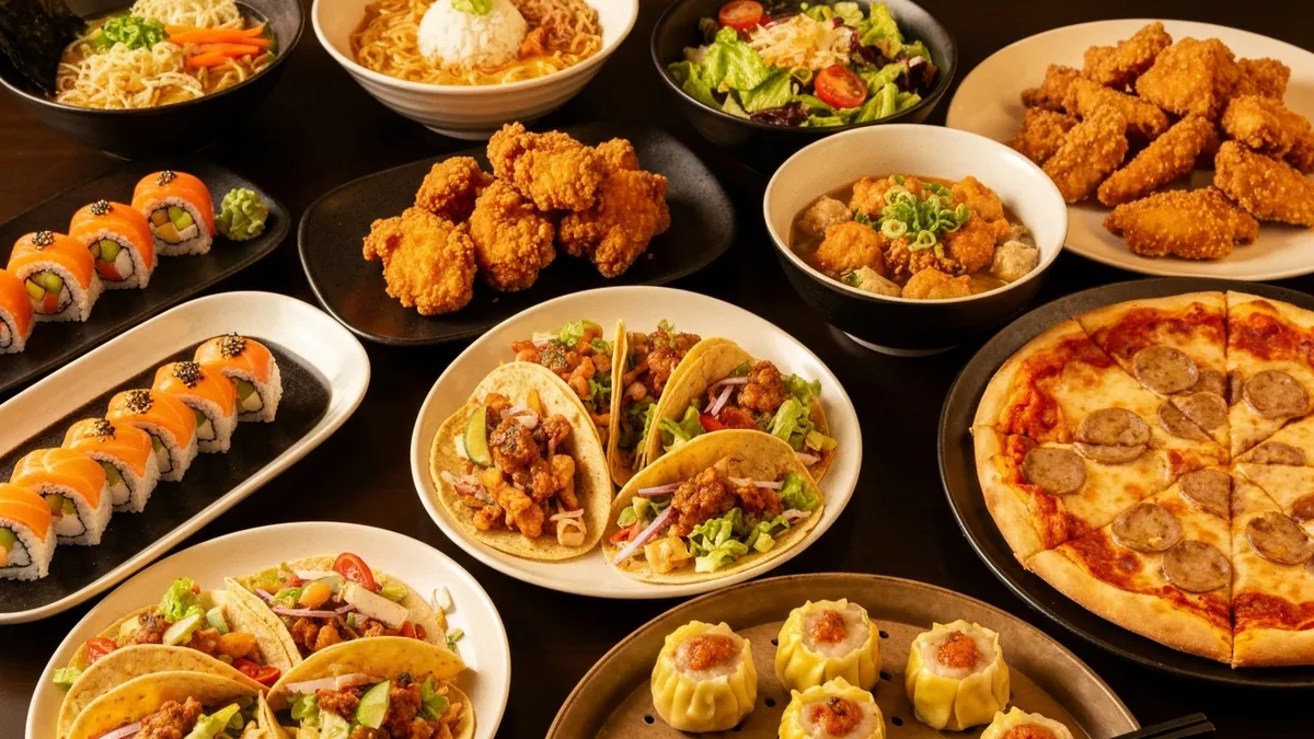 A diverse spread of world cuisines